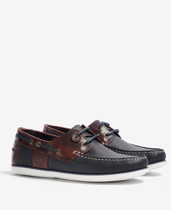 Barbour Wake Boat Shoes Navy/Brown | BABO88908