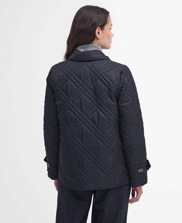 Barbour Walton Quilted Jacket Black/Muted Cabernet Tartan | BABO89346