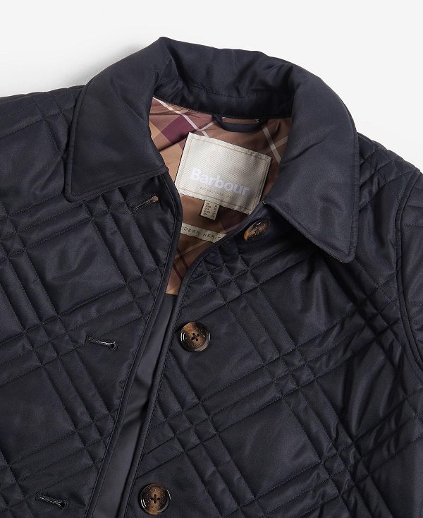 Barbour Walton Quilted Jacket Black/Muted Cabernet Tartan | BABO89346