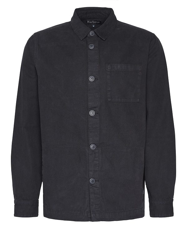 Barbour Washed Cotton Overshirt Black | BABO87962