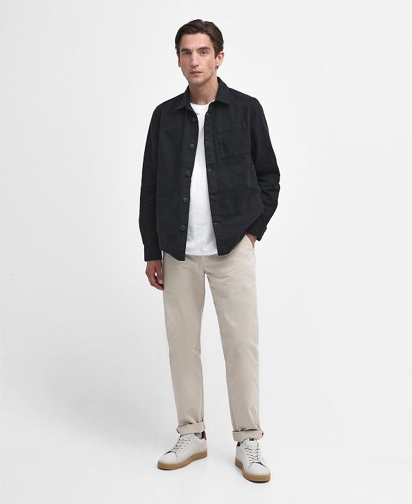 Barbour Washed Cotton Overshirt Black | BABO87962