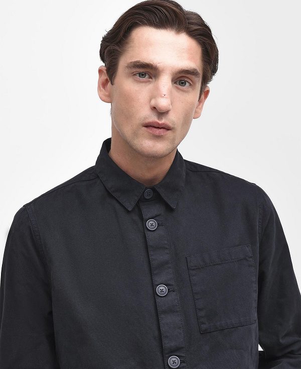 Barbour Washed Cotton Overshirt Black | BABO87962