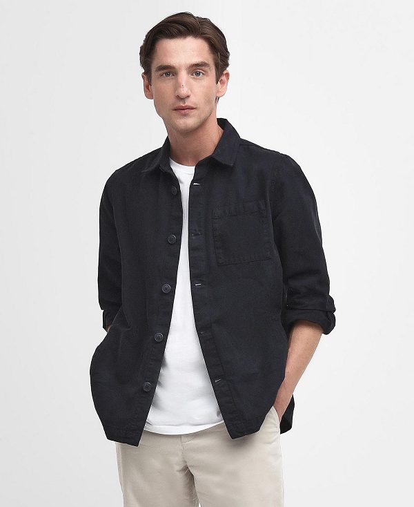 Barbour Washed Cotton Overshirt Black | BABO87962