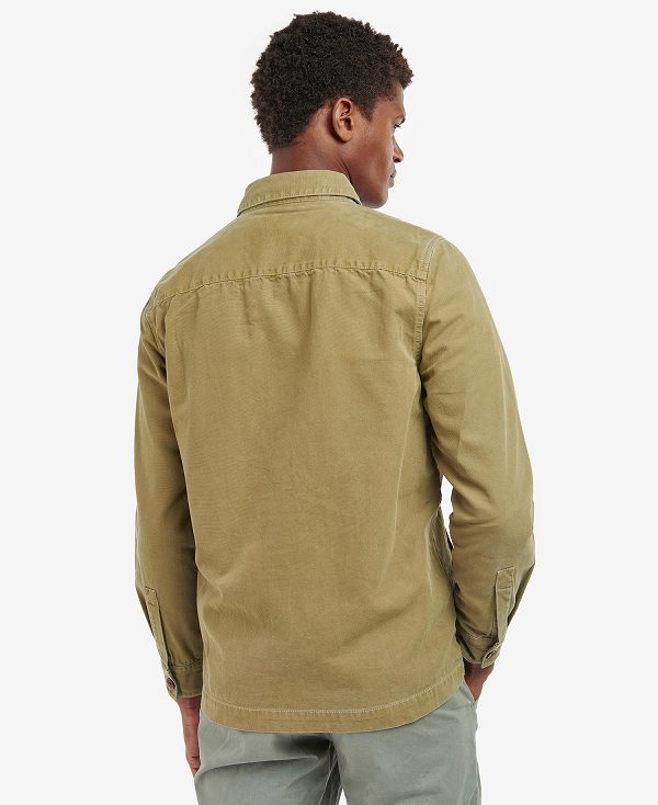 Barbour Washed Cotton Overshirt Bleached Olive | BABO87592