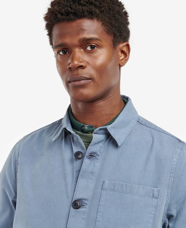 Barbour Washed Cotton Overshirt Blue | BABO87946