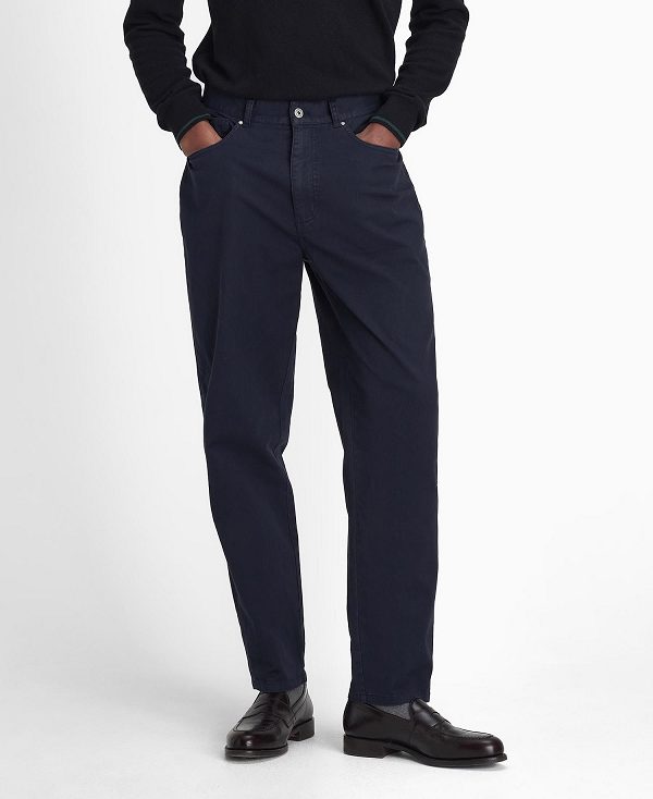 Barbour Washed Stretch Regular Trousers Navy | BABO88820