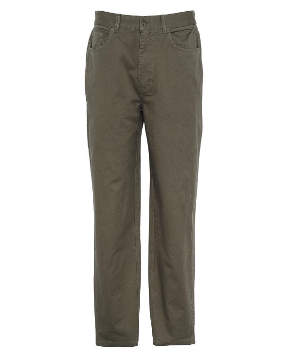 Barbour Washed Stretch Regular Trousers Green | BABO88829