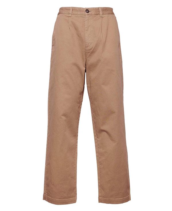 Barbour Washed Stretch Relaxed Trousers Beige | BABO88830