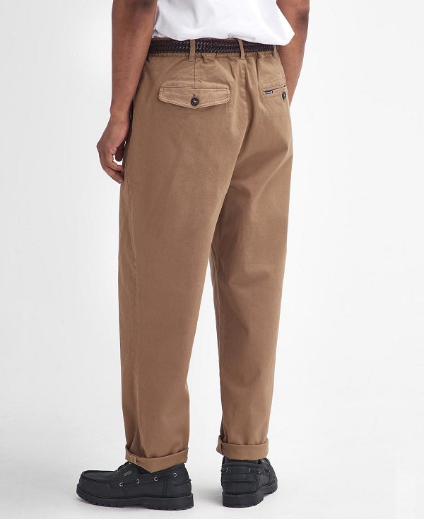 Barbour Washed Stretch Relaxed Trousers Beige | BABO88830