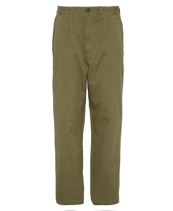 Barbour Washed Stretch Relaxed Trousers Green | BABO88837