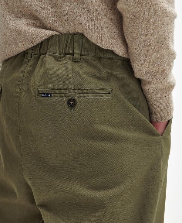 Barbour Washed Stretch Relaxed Trousers Green | BABO88837