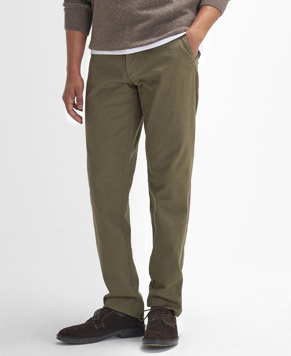 Barbour Washed Stretch Tailored Trousers Green | BABO88815