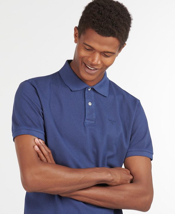 Barbour Washed-out Sports Polo Shirt Blue | BABO88037