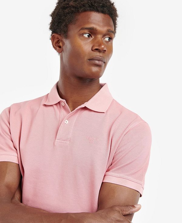 Barbour Washed-out Sports Polo Shirt Pink Salt | BABO88042