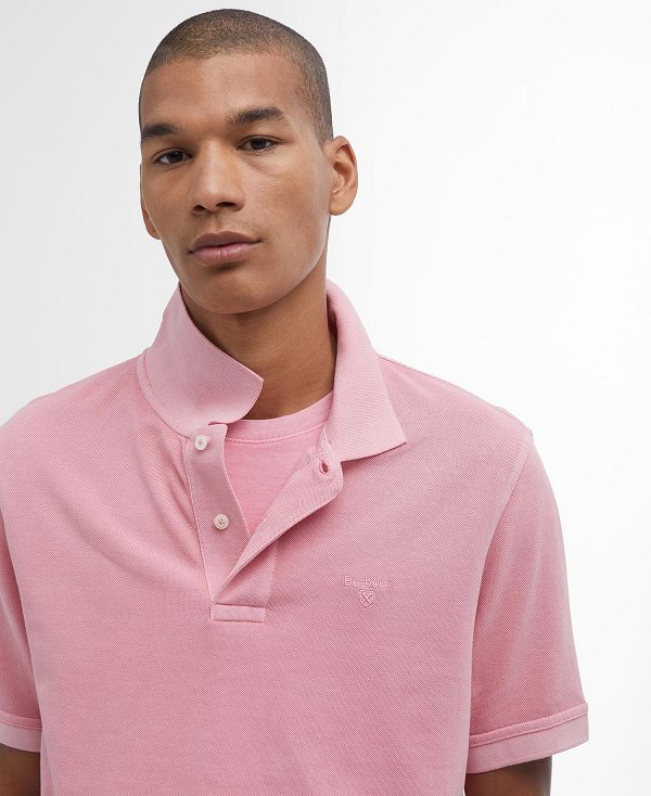 Barbour Washed-out Sports Polo Shirt Pink Salt | BABO88042