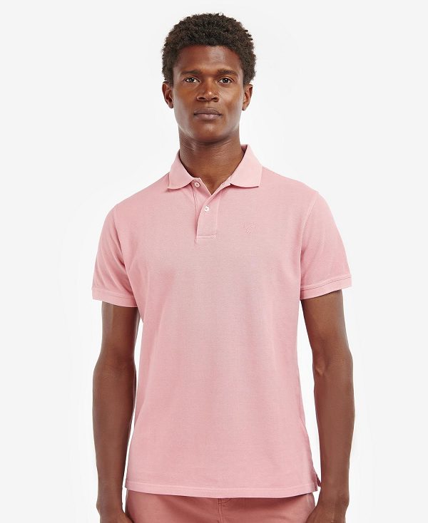 Barbour Washed-out Sports Polo Shirt Pink Salt | BABO88042