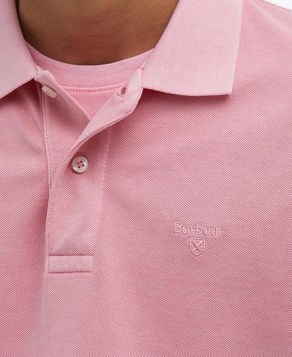 Barbour Washed-out Sports Polo Shirt Pink Salt | BABO88042