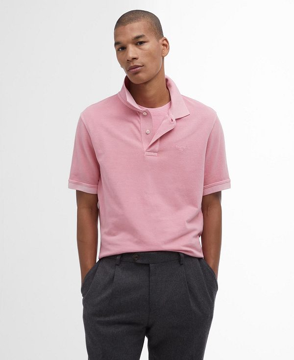 Barbour Washed-out Sports Polo Shirt Pink Salt | BABO88042