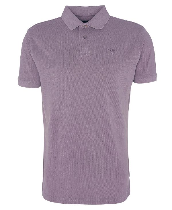 Barbour Washed-out Sports Polo Shirt Purple Slate | BABO88088