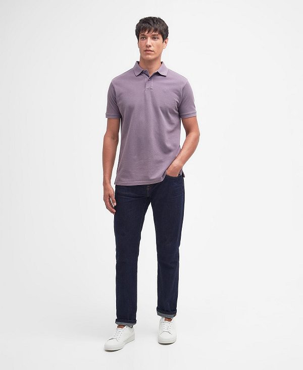 Barbour Washed-out Sports Polo Shirt Purple Slate | BABO88088