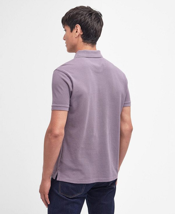 Barbour Washed-out Sports Polo Shirt Purple Slate | BABO88088