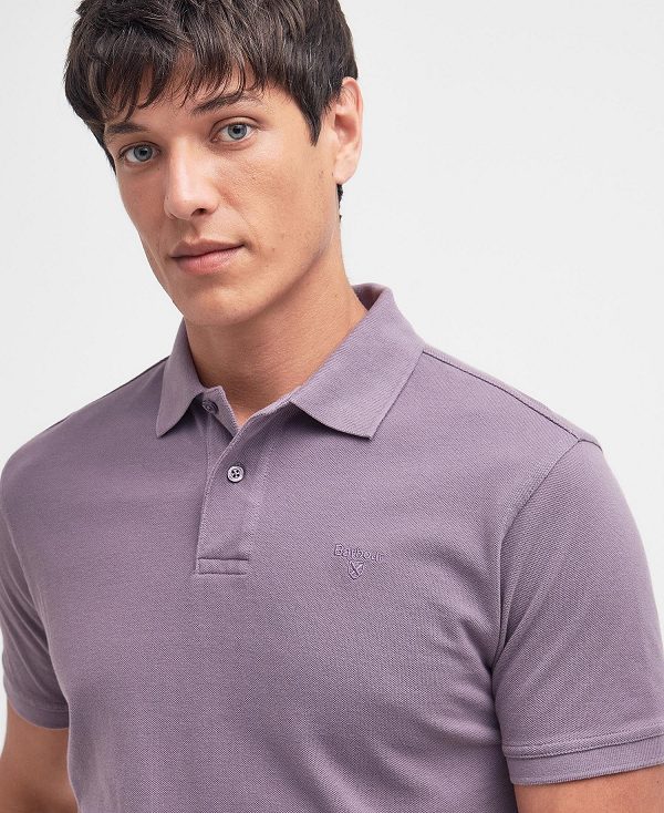 Barbour Washed-out Sports Polo Shirt Purple Slate | BABO88088