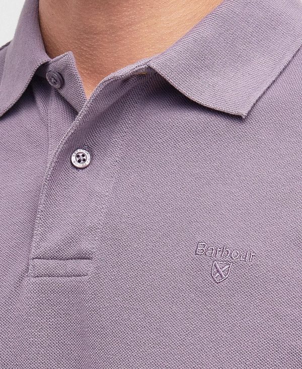 Barbour Washed-out Sports Polo Shirt Purple Slate | BABO88088