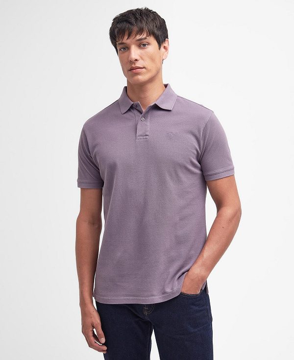 Barbour Washed-out Sports Polo Shirt Purple Slate | BABO88088