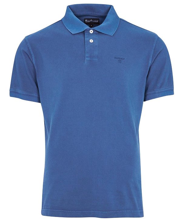 Barbour Washed-out Sports Polo Shirt Sky | BABO88039