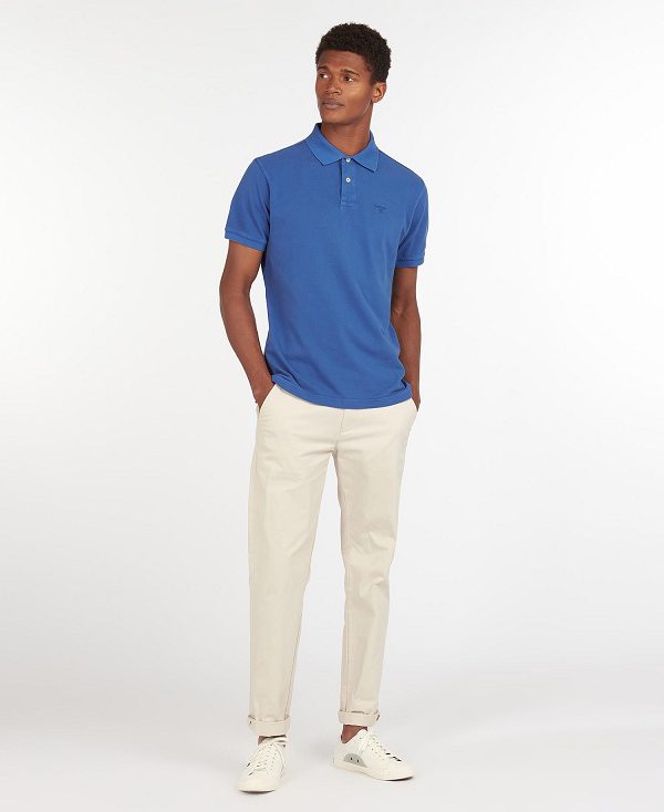 Barbour Washed-out Sports Polo Shirt Sky | BABO88039