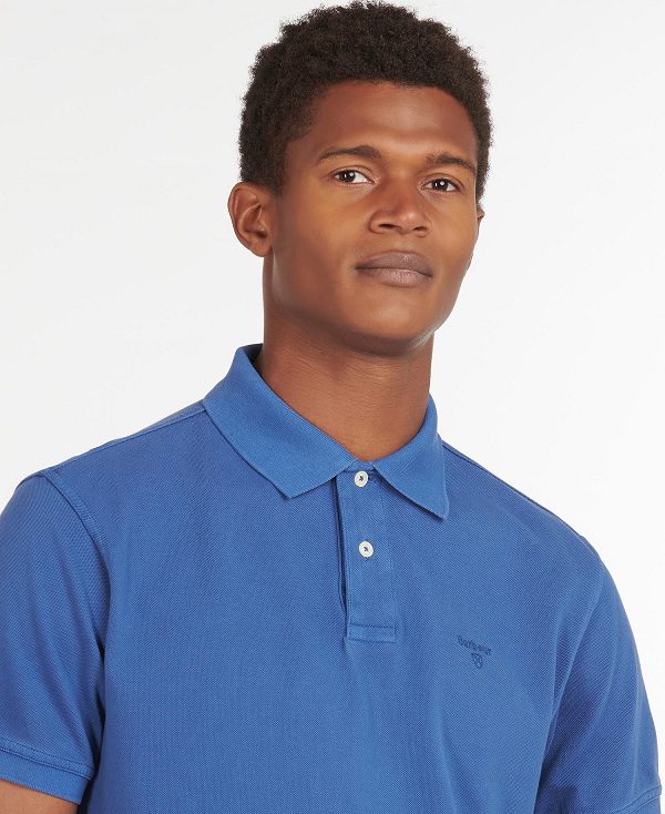 Barbour Washed-out Sports Polo Shirt Sky | BABO88039