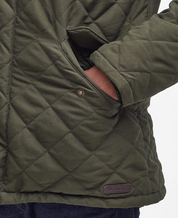 Barbour Waterproof Shoveler Quilted Jacket Dk Olive | BABO87364