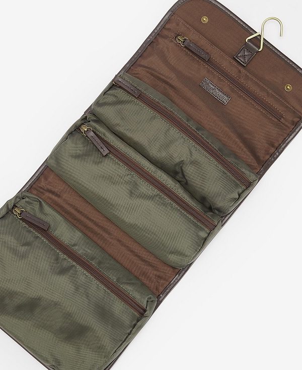 Barbour Wax Hanging Washbag Olive | BABO88934