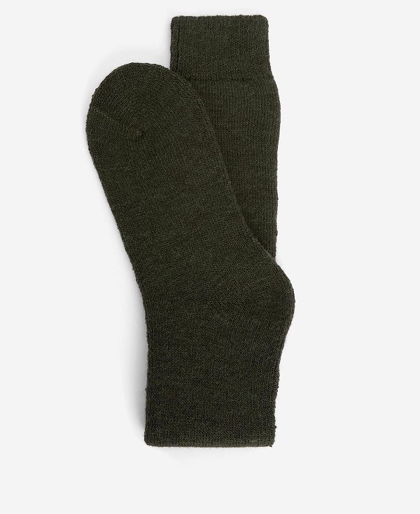 Barbour Wellington Knee Socks Olive Green | BABO89139