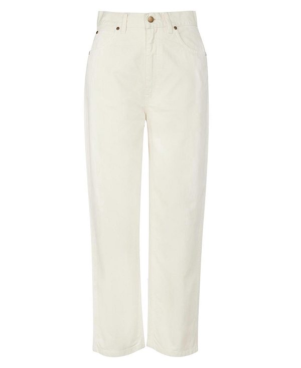 Barbour Westbury Barrel Leg Jeans White | BABO89822