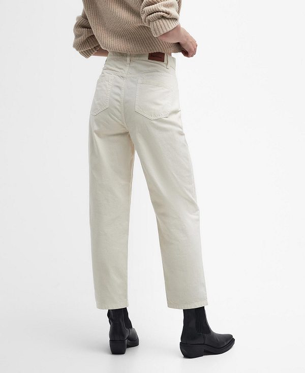 Barbour Westbury Barrel Leg Jeans White | BABO89822