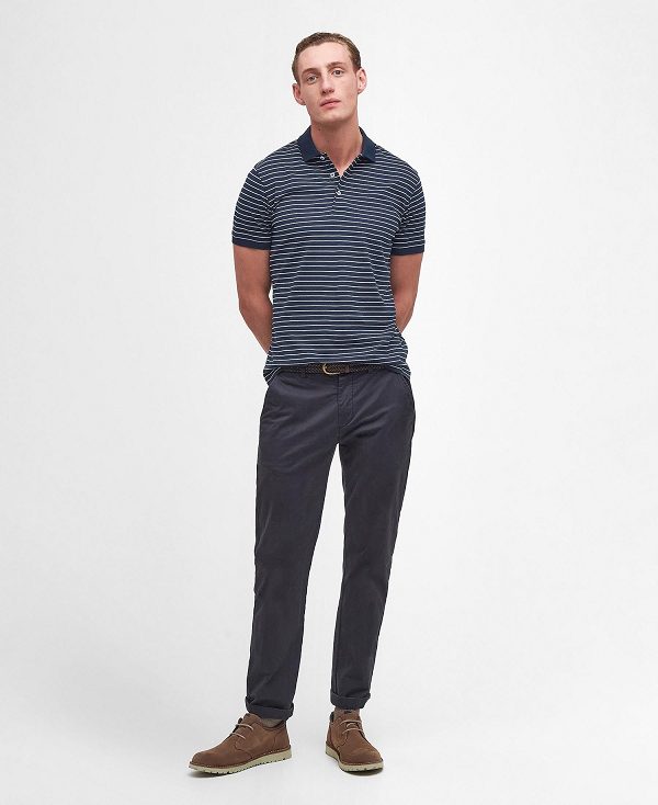 Barbour Westgate Striped Short-sleeved Polo Shirt Classic Navy | BABO88171