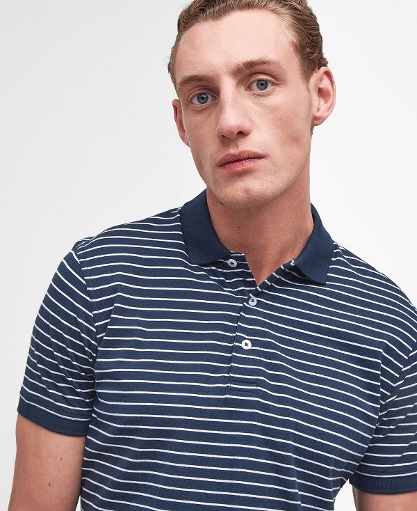 Barbour Westgate Striped Short-sleeved Polo Shirt Classic Navy | BABO88171