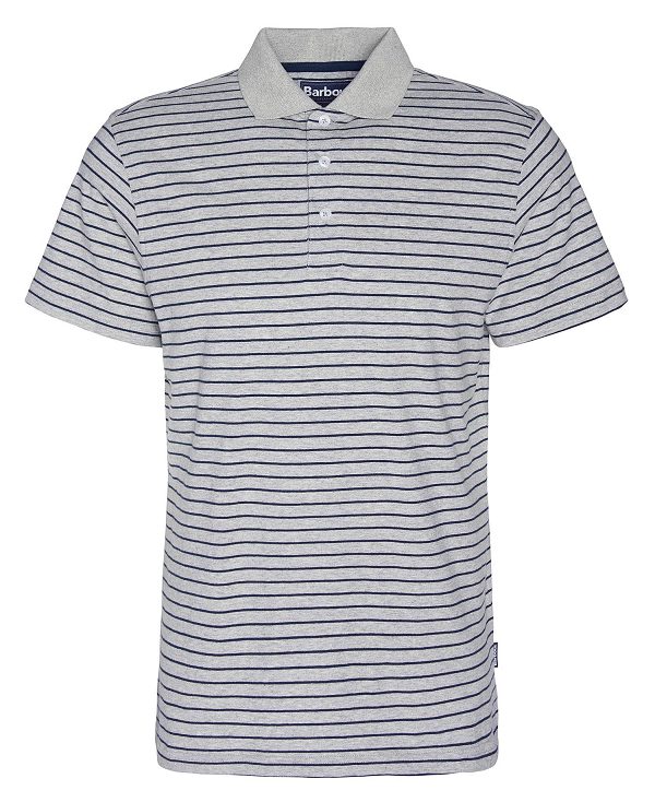 Barbour Westgate Striped Short-sleeved Polo Shirt Grey Marl | BABO88172