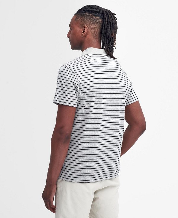 Barbour Westgate Striped Short-sleeved Polo Shirt Grey Marl | BABO88172