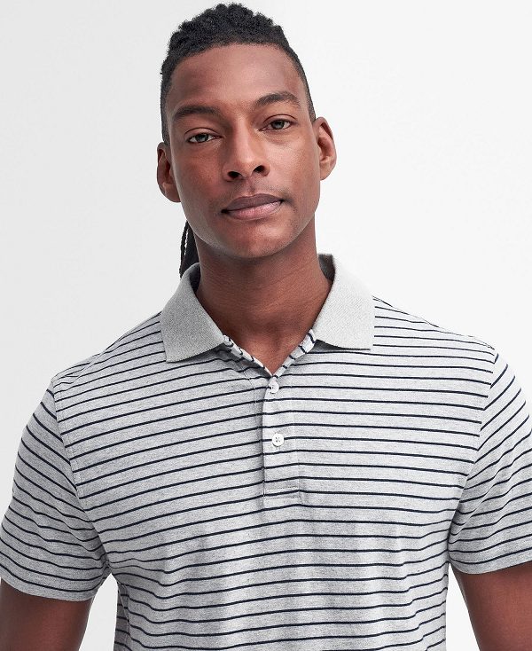 Barbour Westgate Striped Short-sleeved Polo Shirt Grey Marl | BABO88172