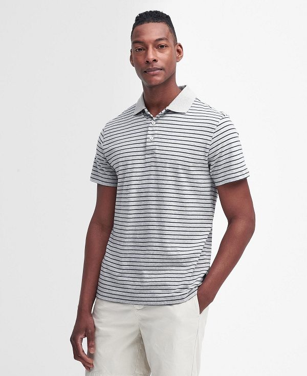 Barbour Westgate Striped Short-sleeved Polo Shirt Grey Marl | BABO88172