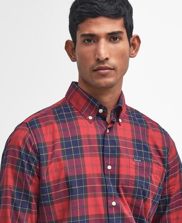 Barbour Wetheram Tailored Fit Shirt Red | BABO87849