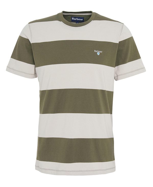 Barbour Whalton Striped T-shirt Pale Sage | BABO88307