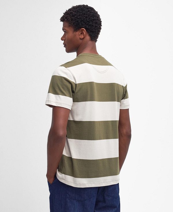 Barbour Whalton Striped T-shirt Pale Sage | BABO88307