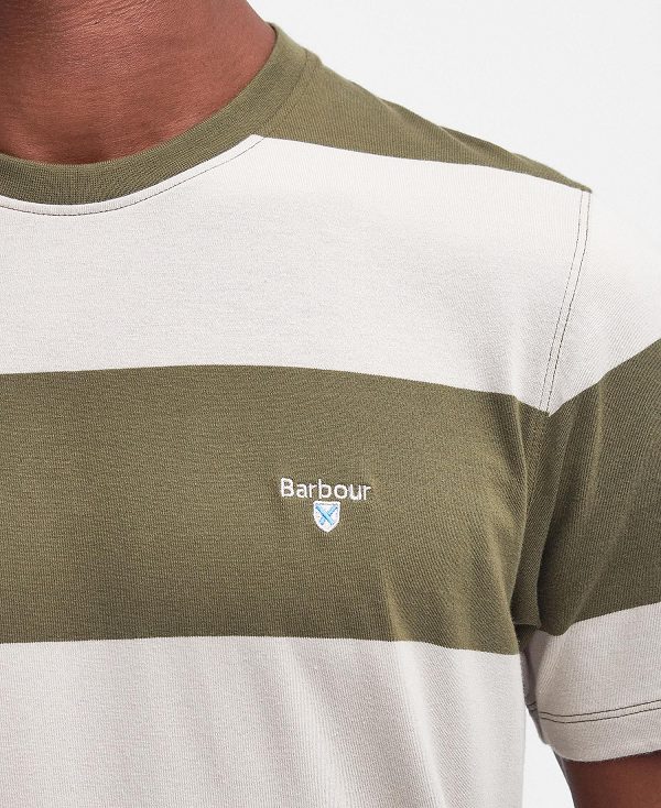 Barbour Whalton Striped T-shirt Pale Sage | BABO88307