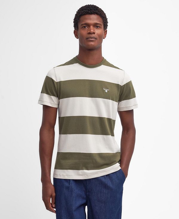 Barbour Whalton Striped T-shirt Pale Sage | BABO88307