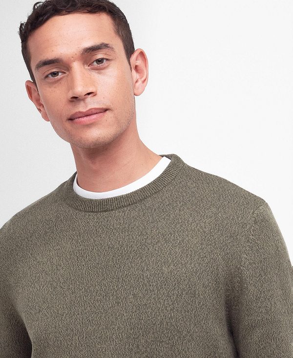 Barbour Whitfield Crew Neck Jumper Olive | BABO88612