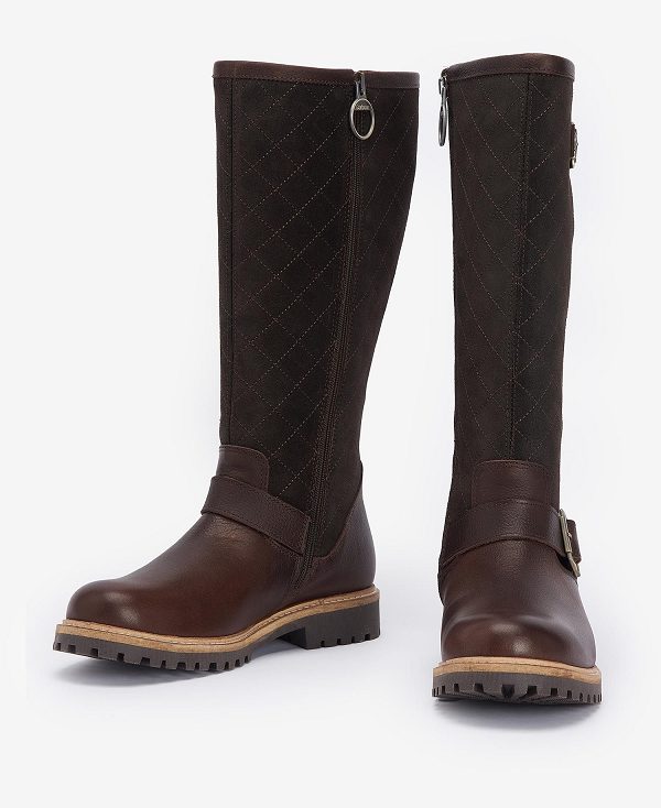 Barbour Willow Knee-high Boots Dark Brown | BABO89871