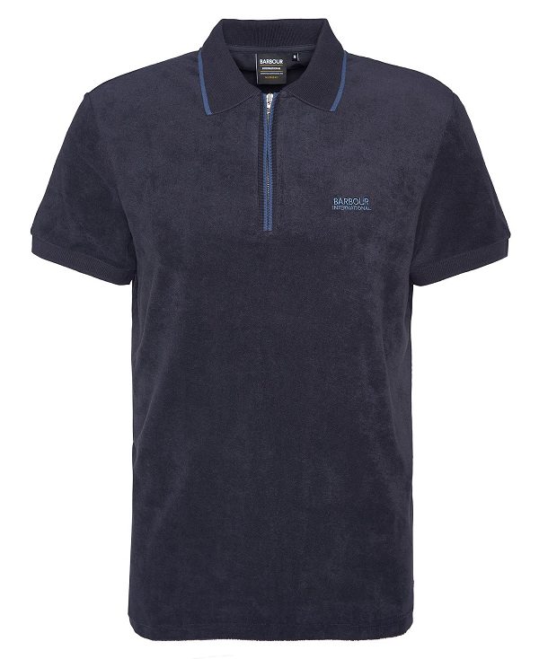 Barbour Wilton Terry Short-sleeved Polo Shirt Dark Navy | BABO88184